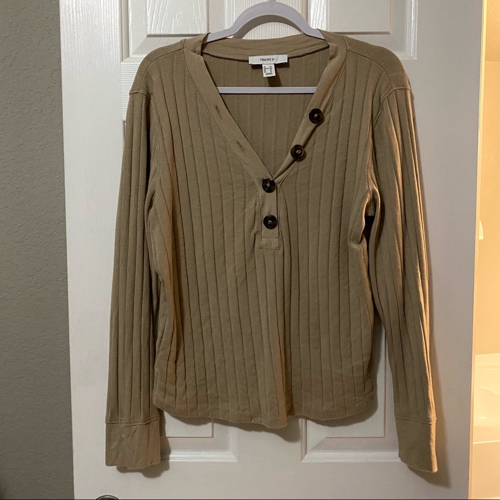 Ribbed tan sweater top